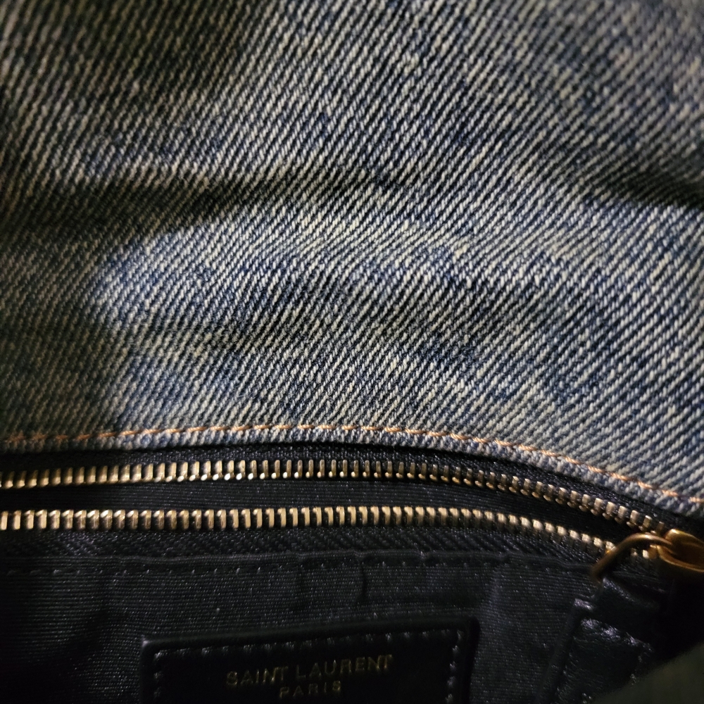 Saint Laurent Blue Quilted Bag with Tan Straps - Picture 4 of 6